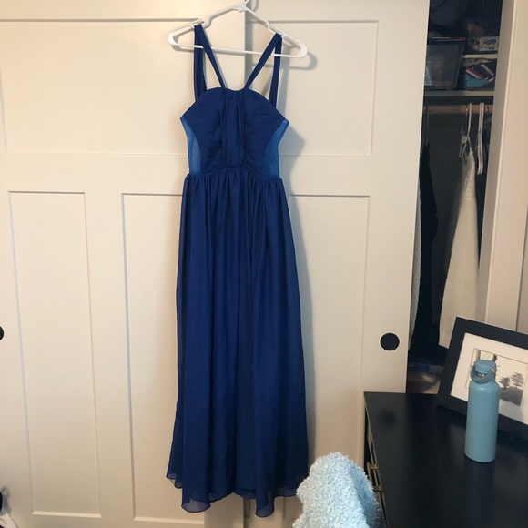 Custom made royal blue floor length gown never worn - Picture 3 of 7